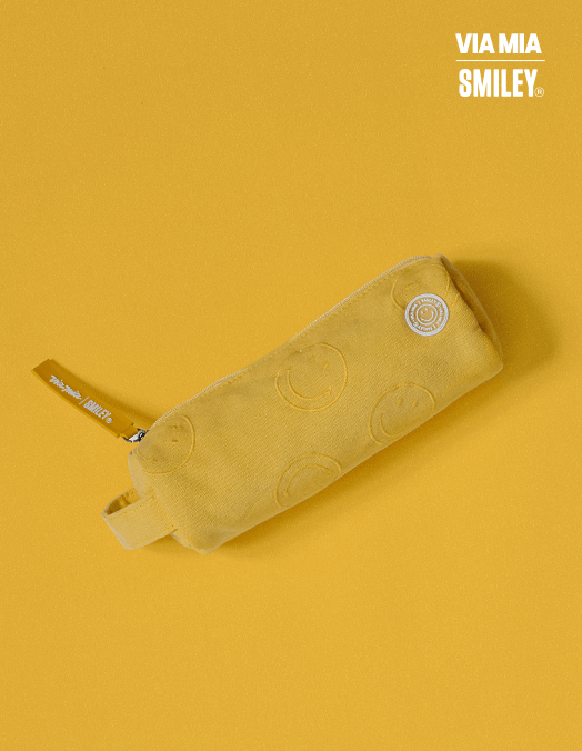 Collab Smiley + Estojo Cilíndrico Em Lona Bordado - Amarelo